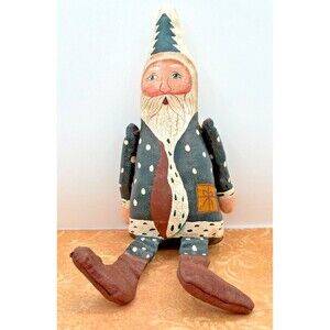 Santa Claus Folk Art Paper Maché Shelf Sitter Primitive Hand Painted Gnome